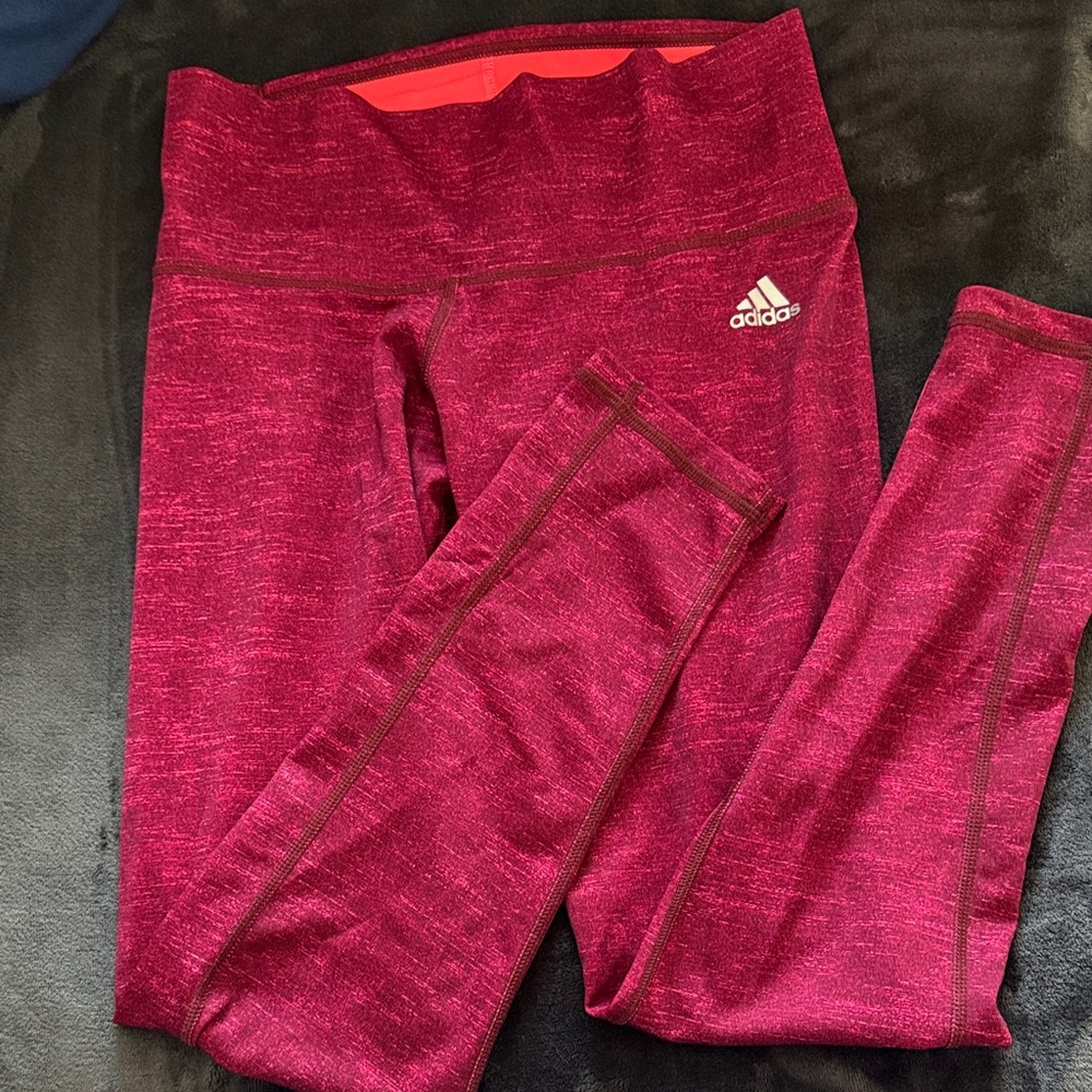 Adidas Maroon Heathered Leggings